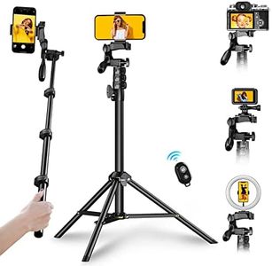 APEXEL 178CM Cell Phone Tripod, Selfie Stick Tripod with Remote for iPhone, 360° Portable Camera Stand Fit for GoPro Pole/iPhone/Android/Camera/Ring Light, Live Stream/Vlogging/Photography