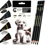 Urbify Charcoal Château - 24 Charcoal Pencils - Four Professional Hardness Levels - Perfect for Rich Shading, Sketching, Drawing & Art (24PCs)