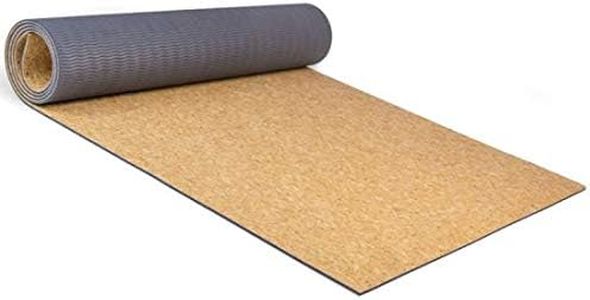 IRIS Fitness Non Slip TPE and Organic Cork Yoga mat with strap for hot Yoga Pilate Gymnastics, Double Sided (72 inch x 24 inch x 6 mm) (Grey)