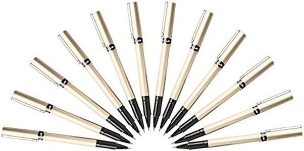Uni-Ball Deluxe Rollerball Stick Pens, Fine Point 0.7mm, Black Ink, Champagne Barrel, Pack of 12