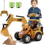 Remote Control Excavator Toy for Beginners - 4WD 5 Channel 1:24 RC Construction Excavator with LED Light, Pretend Construction Playset, Vehicle Toys for Boys Girls, Best Gifts for 3-6 Years Old Kids