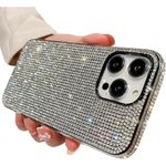 Casechics Compatible with iPhone Case,Crystal Glitter Diamond Protection Bling Sparkle Rhinestone Soft Shockproof Cover Phone Case (White,iPhone 15 Pro Max)