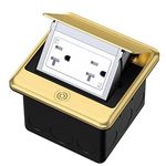 KYHSHJ Pop Up Floor Electrical Outlet Box Kit，20 Amp Stainless Steel TR Tamper-Resistant Duplex Receptacle Outlet， Corrosive Resistant Hardware，ETL Listed, Brass