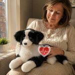 Chongker Interactive Companion Robot Cat, Weighted Breathing Stuffed Animals, Cat Plush Toy with Meow Voice, Breathing, Response, Realistic Heartbeat and Purring (Border Collie)