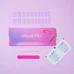 Haute Mes Semi Cured Gel Nail Stickers - 20 Tips | Long Lasting, Easy to Apply & Remove | Salon-Quality Nail Art Kit | Includes Nail File & Cuticle Stick | Free UV Lamp (Lavender Hue)