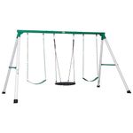 Backyard Discovery Little Brutus Swing Set | Heavy Duty | Powder Coated Steel | 2 Belt Swings | 1 Web Disc Swing | Easy Assembly | Low Maintenance | ASTM Standards | 5 Year Limited Warranty