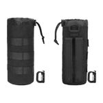 EEEKit Molle Water Bottle Pouch, 2PCS 1000D Nylon Tactical Bottle Holder with 2 D-Ring Grimlocks for Hiking Cycling (Black)