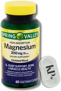 KP+ Spring Valley, Magnesium, Bone & Muscle Health, Dietary Supplement, Vegetarian Capsules, 200 mg, 60 Count Bundle with Pill case