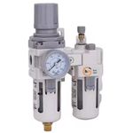 HOSEMART 3/4" Inch BSP Pneumatic FRL Unit (Air Filter + Regulator + Lubricator) with Metal Guard For Air Compressor Unit