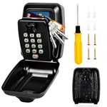 Vizgifin Key Safe Wall Mounted Police Approved,Key Lock Box Outdoor,Large Key Lock Box with Resettable 12-Digit Code Key Safe Box with Weatherproof Cover for Outside Home Garage Office School (Black)