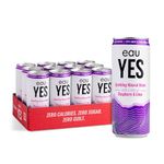 eauYES - Sparkling Mineral Water with a hint of Raspberry & Lime (12 x 330ml), All Natural, Zero Sugar, Zero Calories & Zero Sweeteners, Vegan & Keto Friendly, Eco-Friendly Brand