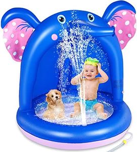 lenbest Shade Baby Pool, Pataugeoire Gonflable avec Auvent en PVC et Base de Bulles Extra Douce, Sprinkle Splash Pool Spray Water Fun Summer Garden Pool Outdoor Indoor for Kids (Blau)