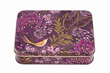 Elite Gift Boxes Sara Miller New Havali Small Rectangular Tin Purple Leaves and Birds 141 x 101 x 32mm