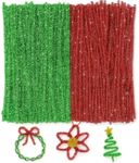 FirstKitchen Glitter Pipe Cleaners - 200pcs Red and Green Pipe Cleaner Christmas 0.23"X12" Sparkle Chenilles Stems Metallic Pipe Cleaner for DIY Arts Crafts and Cleaning
