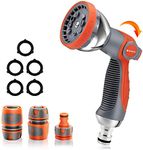 BIBURY Upgraded Garden Hose Spray Gun Set with Connector, 10 Adjustable Patterns Spray Nozzle with Thumb Switch, Anti-Slip Design, Perfect for Car Washing, Pet Showering, Cleaning, Watering Lawn