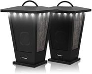 pohopa Bluetooth Speakers Waterproof, 2 Packs True Wireless Stereo Sound 20W Speakers Dual Pairing Lantern Indoor Outdoor Speakers with 20 Piece LED Lights, Rich Bass, Pinao Black