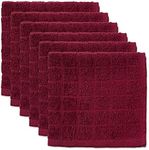 DII Basic Terry Collection Solid Windowpane Dishcloth Set, 12x12, Wine, 6 Piece