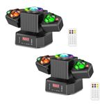 2 Pack RGBW 4-in-1 Stage Light,65W LED Moving Head Light with Remote Control,DMX DJ Disco Lights Sound Activated,Strobe Spotlight Wash Lighting for Parties,Club,Concert,Wedding,Party Bar