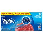 Ziploc Large Food Storage Freezer Bags, Grip 'n Seal Technology for Easier Grip, Open and Close, 60 Count