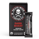 Death Wish Coffee Instant Dark Roast Coffee Packets, 300mg Caffeine, Bold & Intense Blend of Arabica & Robusta Beans, USDA Organic, 8 Count
