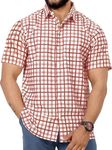 LA LEELA Mens Short Sleeve Button D