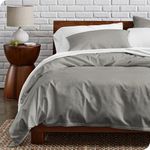 Bare Home 100% Organic Cotton Full/Queen Duvet Cover Set - Crisp Percale Weave - Lightweight & Breathable - Cooling Duvet Cover Set (Full/Queen, Light Grey)