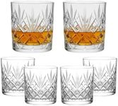 UNIQUE HOME LIVING Whiskey Glasses Set of 6 Vintage Whisky Tumblers 340ml Old Fashioned Drinking Glasses Clear Cut Glass Cups for Bourbon Brandy Rum Cocktail Glassware Barware Home Bar Party Men Gift