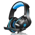 PHOINIKAS Gaming Headset for PS4, PS5, PC, Laptop, Stereo Over Ear Gaming Headphones with Noise-Canceling Mic, Gaming Headsets for Xbox One, Switch, Laptop, Mac, Phone (Blue)