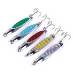 OriGlam 5pcs Fishing Lures Metal Spoons Hard Baits, Metal Fishing Lure Spinner Baits Fishing Spoons, Fishing Trout Lures Pike Trout Spoons for Salmon Trout Bass Pike