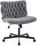 GarveeHome Criss Cross Chair with Wheels, Wide Seat Home Office Desk Chair, Armless Makeup Vanity Chair, Modern Cross Legged Swivel Comfy Chair, Computer Task Chair for Home Office, Gray