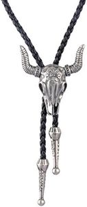 COOLLA Bolo tie- Handmade Western Cowboy Black Vintage Cicada Pendant for Women,Men (Sheep-Silver)