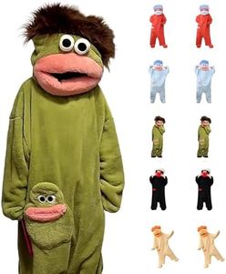 OIOLOYJM Silly Onesie Funny Green Monster Hooded Fleece Onesie Pajamas Cozy Ultra-Soft Plush One-Piece Loungewear Green S