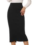 Allegra K Women's Bodycon Skirt High Waist Stretchy Rib Knit Split Hem Slit Sweater Pencil Skirt Black M