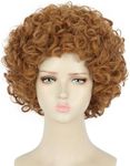 yuehong Adult Short Curly Light Brown Full Wig Halloween Cosplay Costume Wig