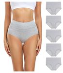 wirarpa Women's High Waisted Cotton Briefs Ladies Underwear Comfortable Panties 5 Pack Grey Large