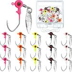 15 Pieces Fishing Jig Heads Kit Fishing Jig Head Hooks Jig Hook Lure Fishing Jigs with Plastic Box for Bass and Crappie (Mix Color,1/16 oz)