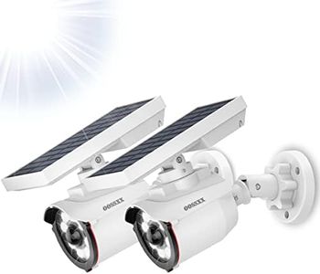 OOSSXX Solar Powered Outdoor Wireless Fake Camera Simulated Cameras 2Pack