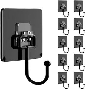 Large Self-Adhesive Hooks, Pack of 10, Magic Hooks, Wall Hooks for Hanging 30KG(Max) Heavy Duty Self Adhesive Hooks, No Drilling, Waterproof and Rustproof Multiple Uses for Bathroom Kitchen Home