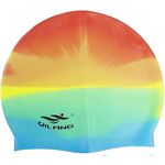 Lizzy One Size Swimming Cap for Kids and adult Silicone Swimming Hat Lightweight Swim Cap Waterproof/Stretchable/Anti Slip for Women and Men, Hair Protection (Rainbow)