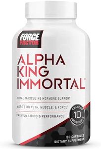 Force Factor Alpha King Immortal Total Hormone Support Testosterone Booster for Men with Fenugreek Seed to Reduce Estrogen, Build Muscle, Improve Strength, and Enhance Performance, 180 Capsules