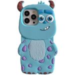 Ultra Thick Soft Silicone Case for Apple iPhone 14 Pro Max 6.7 Sulley James P. Sullivan Blue Color Monsters University MU Pixar Animal Anime Animation 3D Cartoon Cute Lovely Adorable Girls Boys Kids