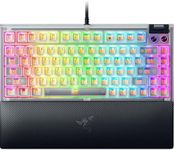 Razer BlackWidow V4 75% Phantom White - Hot-swappable mechanical gaming keyboard - Orange Tactile Switches - Media roller with 2 dedicated media keys - RGB - US Layout | Phantom White Edition