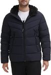 Calvin Klein Men's Winter Coat-Puffer Stretch Jacket with Sherpa Hood, True Navy, X-Large