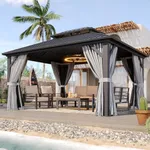 Aoxun Hardtop Gazebo 10x12, Aluminu