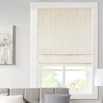 Madison Park Galen Cordless Roman Shades - Fabric Privacy Single Panel Darkening, Energy Efficient, Thermal Insulated Window Blind Treatment, for Bedroom, Living Room Decor, 34" x 64", Ivory