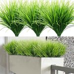 Artificial Grass Plants 8pcs Artificial Outdoor Plants Faux Fake Grasses Plant Faux Wheat Grass Greenery Plastic Plants UV Resistant (Grass)