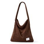 KALIDI Corduroy Totes Bag Thicken Tote Bag for Women with zipper Water Repellent Shoulder Handbags Bags Large Capacity Shopping Bag for Work School College Daily Use,brown