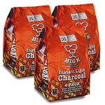 The Chemical Hut 12KG (X12, 1KG bags) of Instant Light The Bag BBQ Charcoal for Stoves BBQs Burner - Comes Anti-Bacterial Pen!