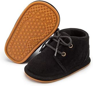 Zoolar Baby Unisex Warm Snow Boots Newborn Leather Fur Lace Up Ankle Anti-Slip Rubber Texture Sole Toddler Prewalker Winter Crib Shoes