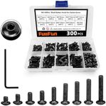 FullFun 300PCS M3 x 5/6/8/10/12/14/16/18/20mm Button Head Socket Cap Screw Bolts Nuts Assortment Kit, Alloy Steel Metric Screws with Allen Wrench, Allen Socket Hex Drive Machine Screws Set